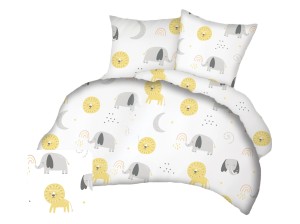 Pościel 160x200 cm satyna bawełniana w zwierzątka zoo