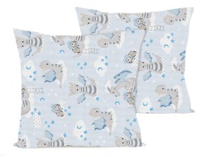 Poszewka na poduszkę 40x40 cm jaśka satyna bawełniana w smoki niebieskie