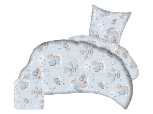 Pościel 140x200 cm satyna bawełniana w smoki niebieskie