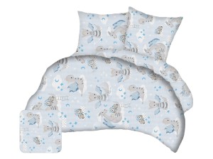 Pościel 160x200 cm satyna bawełniana w smoki niebieskie