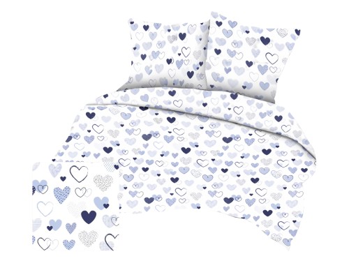 pościel 160/200 cm dziecięcy wzór w niebieskie serduszka