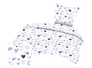 Pościel 140x200 cm satyna bawełniana w serduszka niebieskie