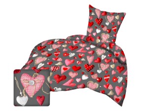 Pościel 140x200 cm kora bawełniana serca na popielu