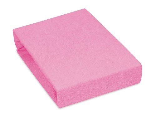 solidne prześcieradło na materac z materiału frotte kolor jasnoróżowy 90/200 cm