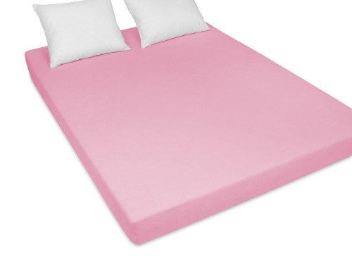 prześcieradło na łóżko z gumką frotte kolor różowy 180/200 cm