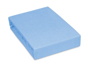 Prześcieradło z gumką 90x190 cm grube z frotte niebieskie