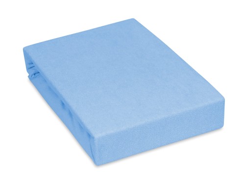porządne prześcieradło frotte kolor niebieski na materac 120x200 cm